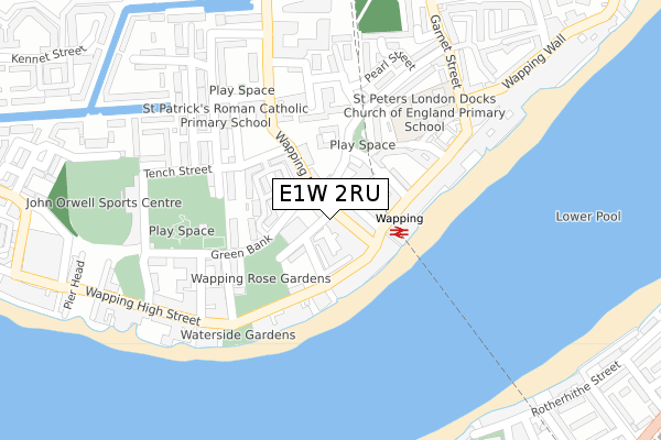E1W 2RU map - large scale - OS Open Zoomstack (Ordnance Survey)