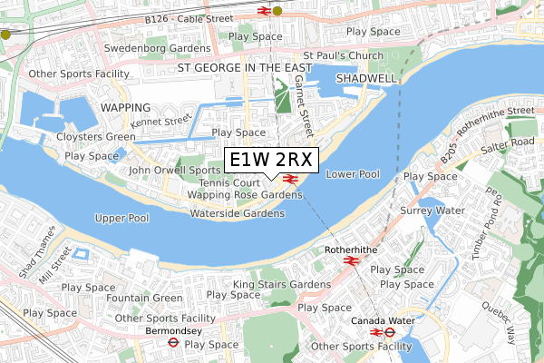E1W 2RX map - small scale - OS Open Zoomstack (Ordnance Survey)