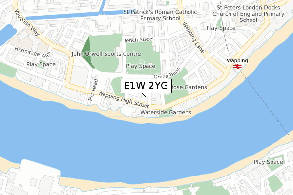 E1W 2YG map - large scale - OS Open Zoomstack (Ordnance Survey)