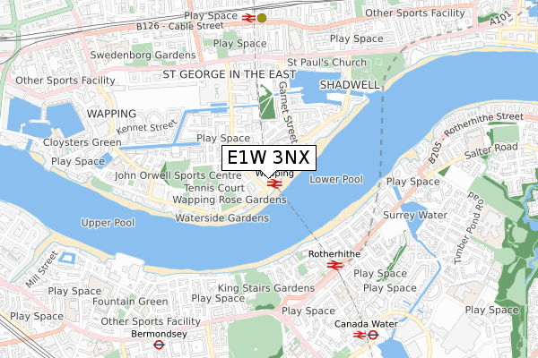 E1W 3NX map - small scale - OS Open Zoomstack (Ordnance Survey)