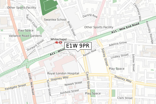 E1W 9PR map - large scale - OS Open Zoomstack (Ordnance Survey) E1W 9PR map - large scale - OS Open Zoomstack (Ordnance Survey)