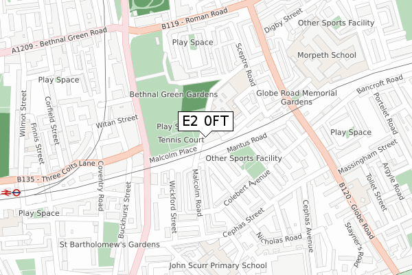 E2 0FT map - large scale - OS Open Zoomstack (Ordnance Survey)