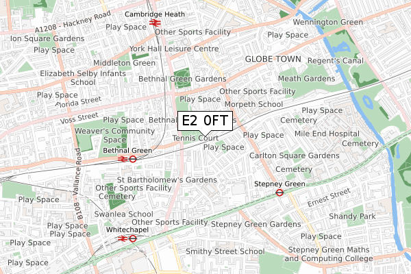 E2 0FT map - small scale - OS Open Zoomstack (Ordnance Survey)