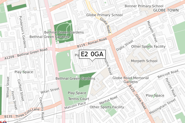 E2 0GA map - large scale - OS Open Zoomstack (Ordnance Survey)