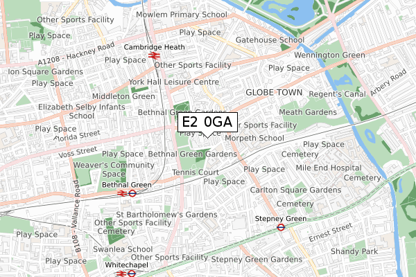 E2 0GA map - small scale - OS Open Zoomstack (Ordnance Survey)