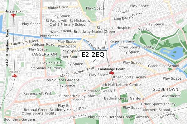 E2 2EQ map - small scale - OS Open Zoomstack (Ordnance Survey)