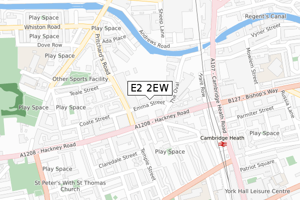 E2 2EW map - large scale - OS Open Zoomstack (Ordnance Survey)