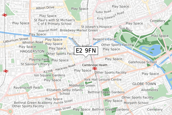 E2 9FN map - small scale - OS Open Zoomstack (Ordnance Survey)