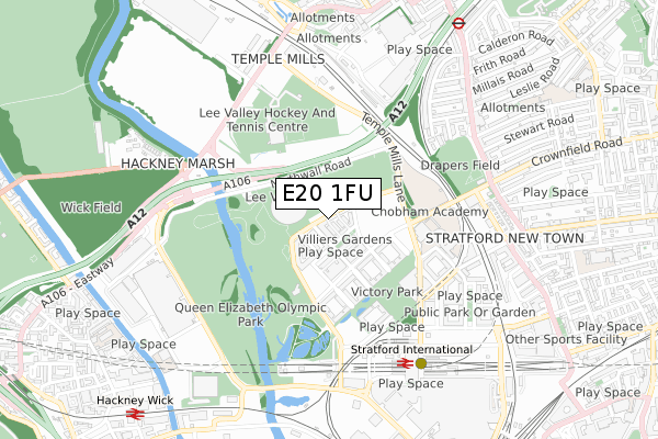 E20 1FU map - small scale - OS Open Zoomstack (Ordnance Survey)