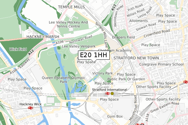 E20 1HH map - small scale - OS Open Zoomstack (Ordnance Survey)