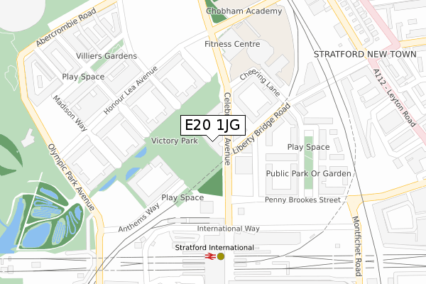 E20 1JG map - large scale - OS Open Zoomstack (Ordnance Survey)