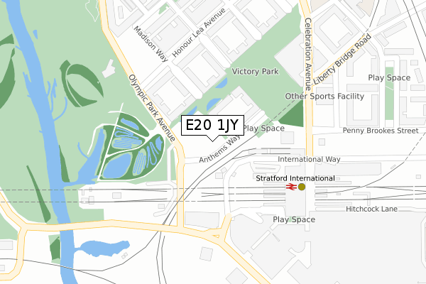 E20 1JY map - large scale - OS Open Zoomstack (Ordnance Survey)