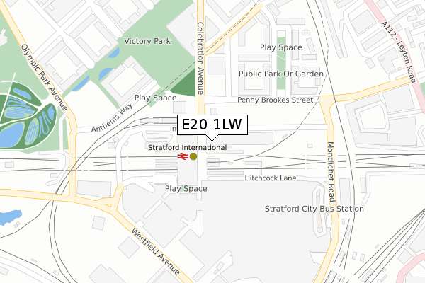 E20 1LW map - large scale - OS Open Zoomstack (Ordnance Survey)