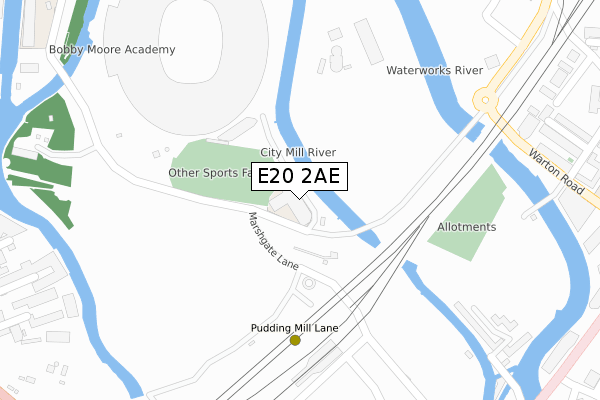 E20 2AE map - large scale - OS Open Zoomstack (Ordnance Survey)