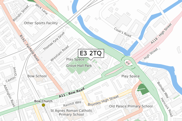 E3 2TQ map - large scale - OS Open Zoomstack (Ordnance Survey)
