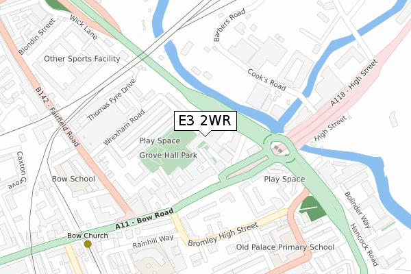 E3 2WR map - large scale - OS Open Zoomstack (Ordnance Survey)