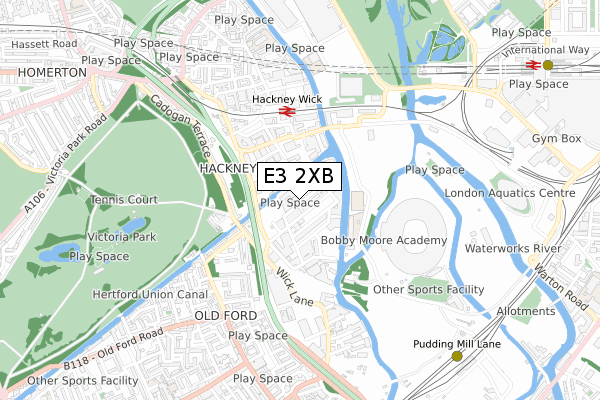 E3 2XB map - small scale - OS Open Zoomstack (Ordnance Survey)