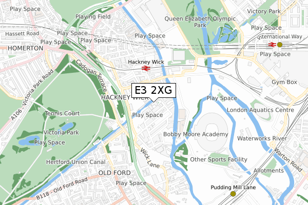 E3 2XG map - small scale - OS Open Zoomstack (Ordnance Survey)