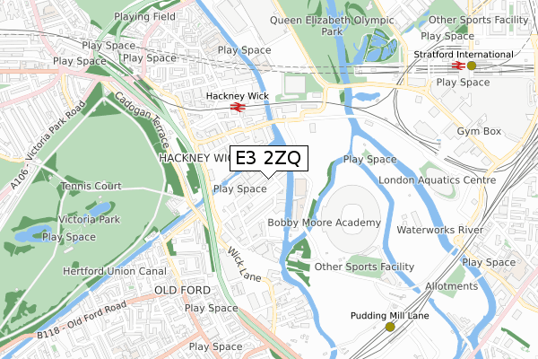 E3 2ZQ map - small scale - OS Open Zoomstack (Ordnance Survey)