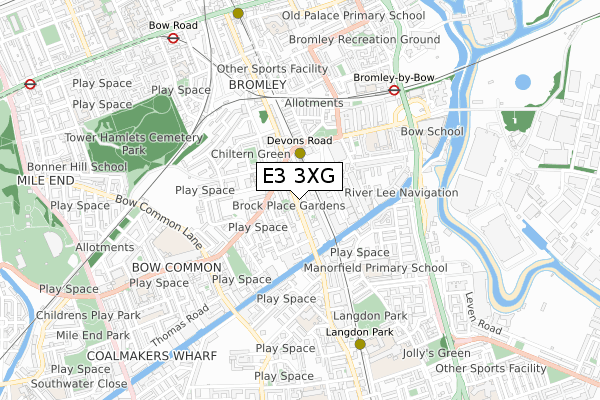 E3 3XG map - small scale - OS Open Zoomstack (Ordnance Survey)