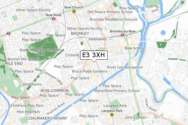 E3 3XH map - small scale - OS Open Zoomstack (Ordnance Survey)