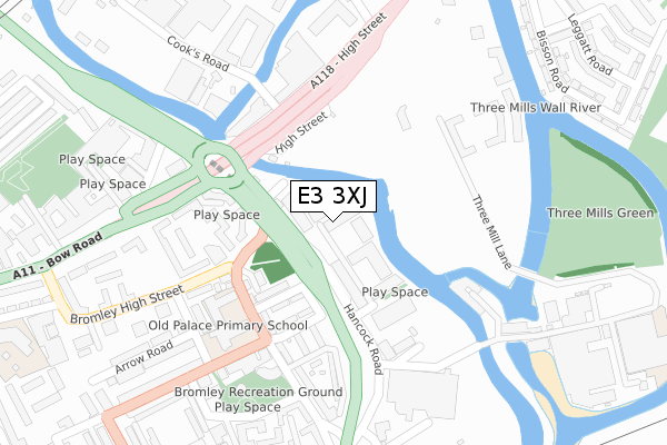 E3 3XJ map - large scale - OS Open Zoomstack (Ordnance Survey)