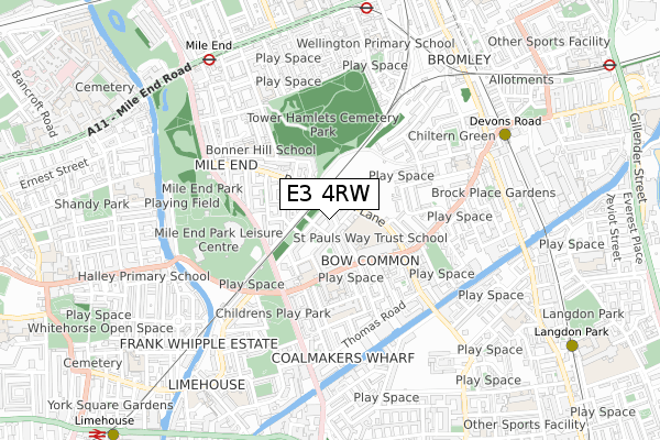 E3 4RW map - small scale - OS Open Zoomstack (Ordnance Survey) E3 4RW map - small scale - OS Open Zoomstack (Ordnance Survey)