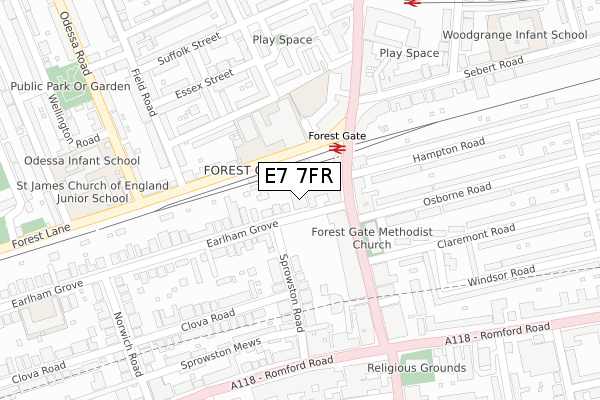 E7 7FR map - large scale - OS Open Zoomstack (Ordnance Survey) E7 7FR map - large scale - OS Open Zoomstack (Ordnance Survey)