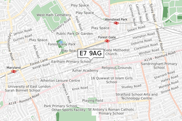E7 9AG map - small scale - OS Open Zoomstack (Ordnance Survey) E7 9AG map - small scale - OS Open Zoomstack (Ordnance Survey)