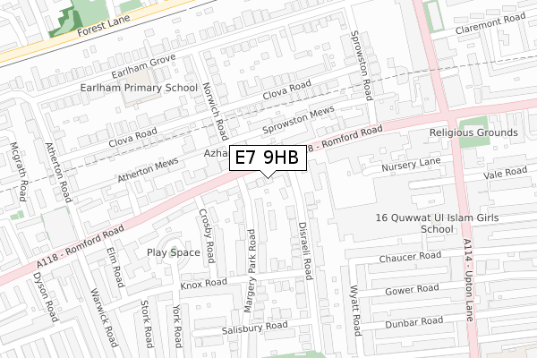 E7 9HB map - large scale - OS Open Zoomstack (Ordnance Survey)