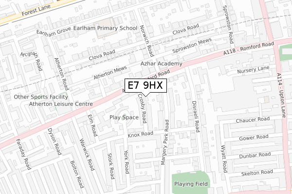 E7 9HX map - large scale - OS Open Zoomstack (Ordnance Survey)