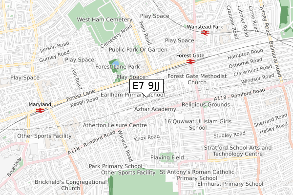 E7 9JJ map - small scale - OS Open Zoomstack (Ordnance Survey) E7 9JJ map - small scale - OS Open Zoomstack (Ordnance Survey)