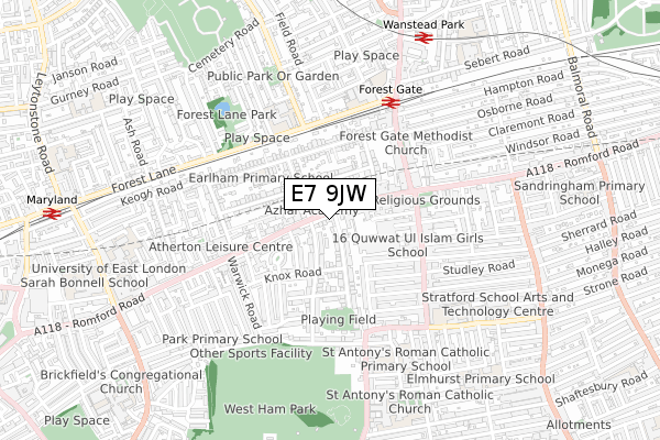 E7 9JW map - small scale - OS Open Zoomstack (Ordnance Survey) E7 9JW map - small scale - OS Open Zoomstack (Ordnance Survey)