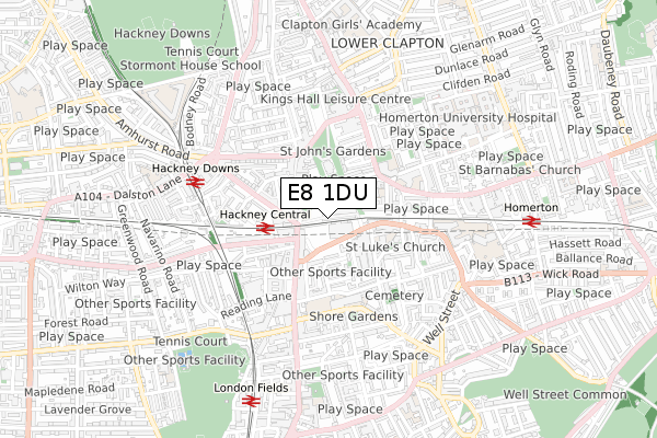E8 1DU map - small scale - OS Open Zoomstack (Ordnance Survey) E8 1DU map - small scale - OS Open Zoomstack (Ordnance Survey)