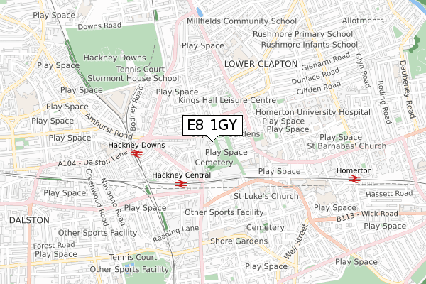 E8 1GY map - small scale - OS Open Zoomstack (Ordnance Survey) E8 1GY map - small scale - OS Open Zoomstack (Ordnance Survey)