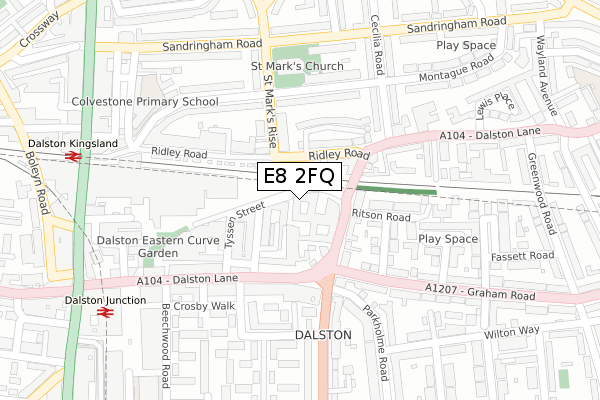 E8 2FQ map - large scale - OS Open Zoomstack (Ordnance Survey)