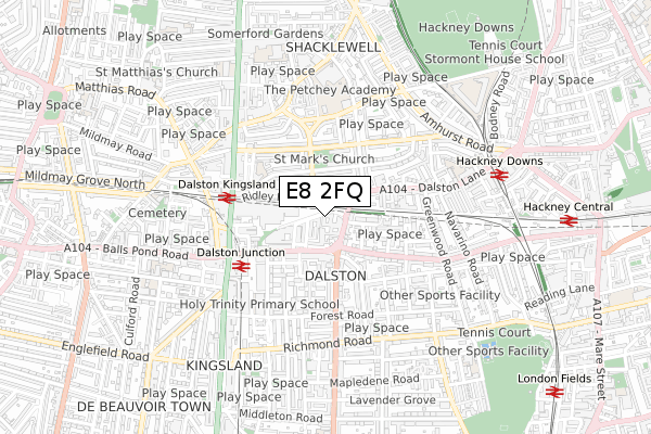 E8 2FQ map - small scale - OS Open Zoomstack (Ordnance Survey)