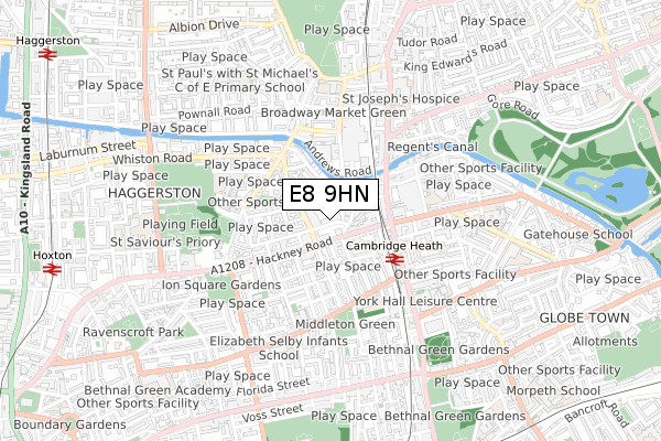 E8 9HN map - small scale - OS Open Zoomstack (Ordnance Survey)