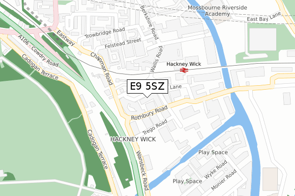 E9 5SZ map - large scale - OS Open Zoomstack (Ordnance Survey)