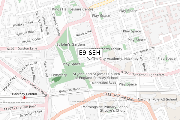E9 6EH map - large scale - OS Open Zoomstack (Ordnance Survey)