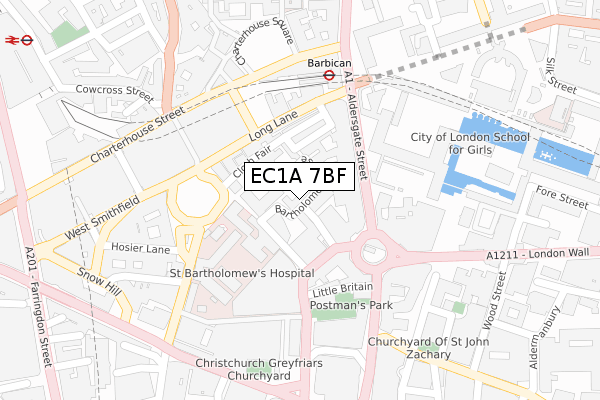 EC1A 7BF map - large scale - OS Open Zoomstack (Ordnance Survey)