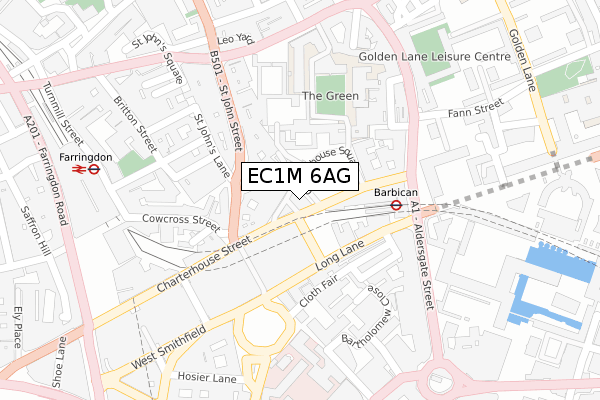 EC1M 6AG map - large scale - OS Open Zoomstack (Ordnance Survey)