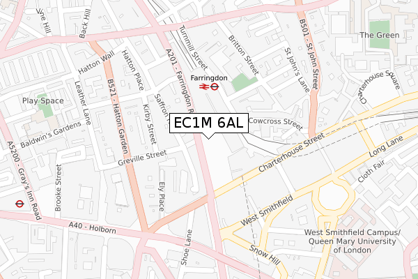 EC1M 6AL map - large scale - OS Open Zoomstack (Ordnance Survey)