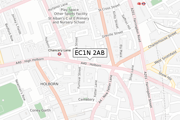 EC1N 2AB map - large scale - OS Open Zoomstack (Ordnance Survey)