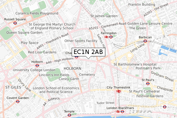 EC1N 2AB map - small scale - OS Open Zoomstack (Ordnance Survey)