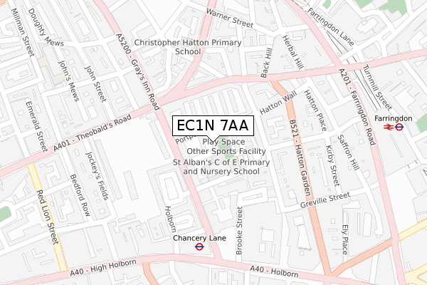EC1N 7AA map - large scale - OS Open Zoomstack (Ordnance Survey)