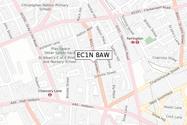 EC1N 8AW map - large scale - OS Open Zoomstack (Ordnance Survey)