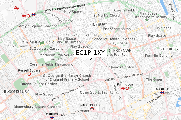 EC1P 1XY map - small scale - OS Open Zoomstack (Ordnance Survey)