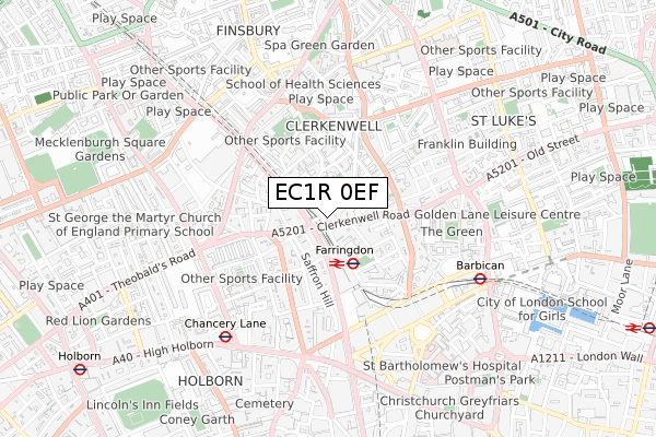 EC1R 0EF map - small scale - OS Open Zoomstack (Ordnance Survey)