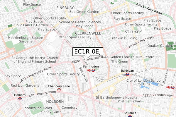 EC1R 0EJ map - small scale - OS Open Zoomstack (Ordnance Survey)